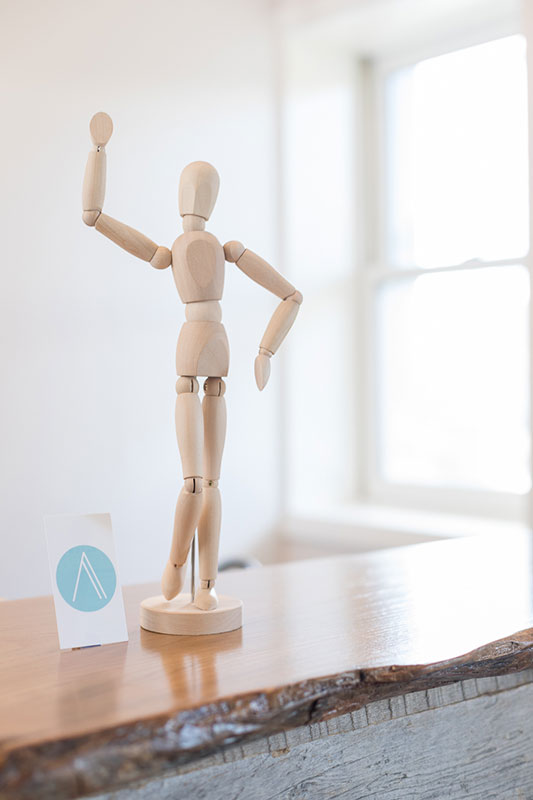 Desk with figure decor